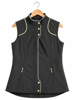 Arista Black Equestrian Riding Vest M Silver Snap Neon Trim